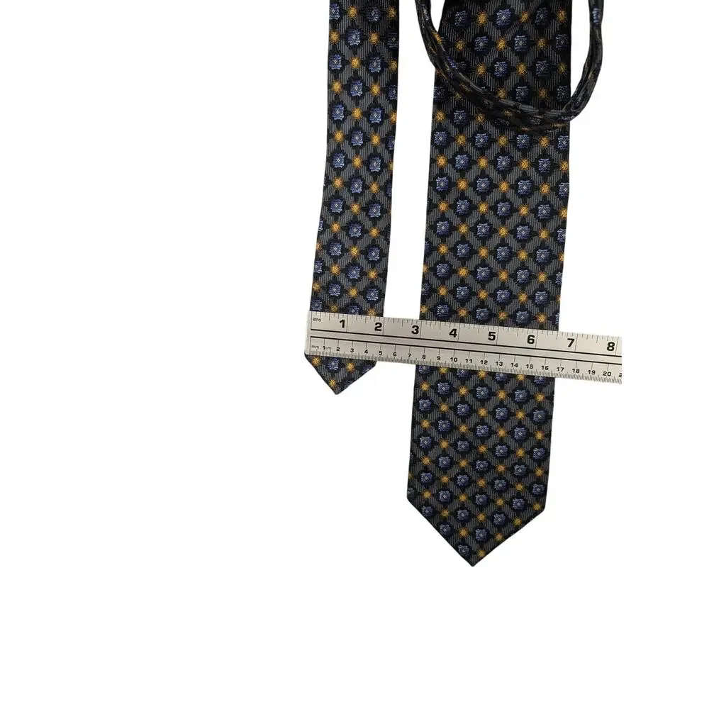 J.Z. Richards Gallery Collection 100% Silk Gray Blue Gold‎ Tie Handmade Grandpa